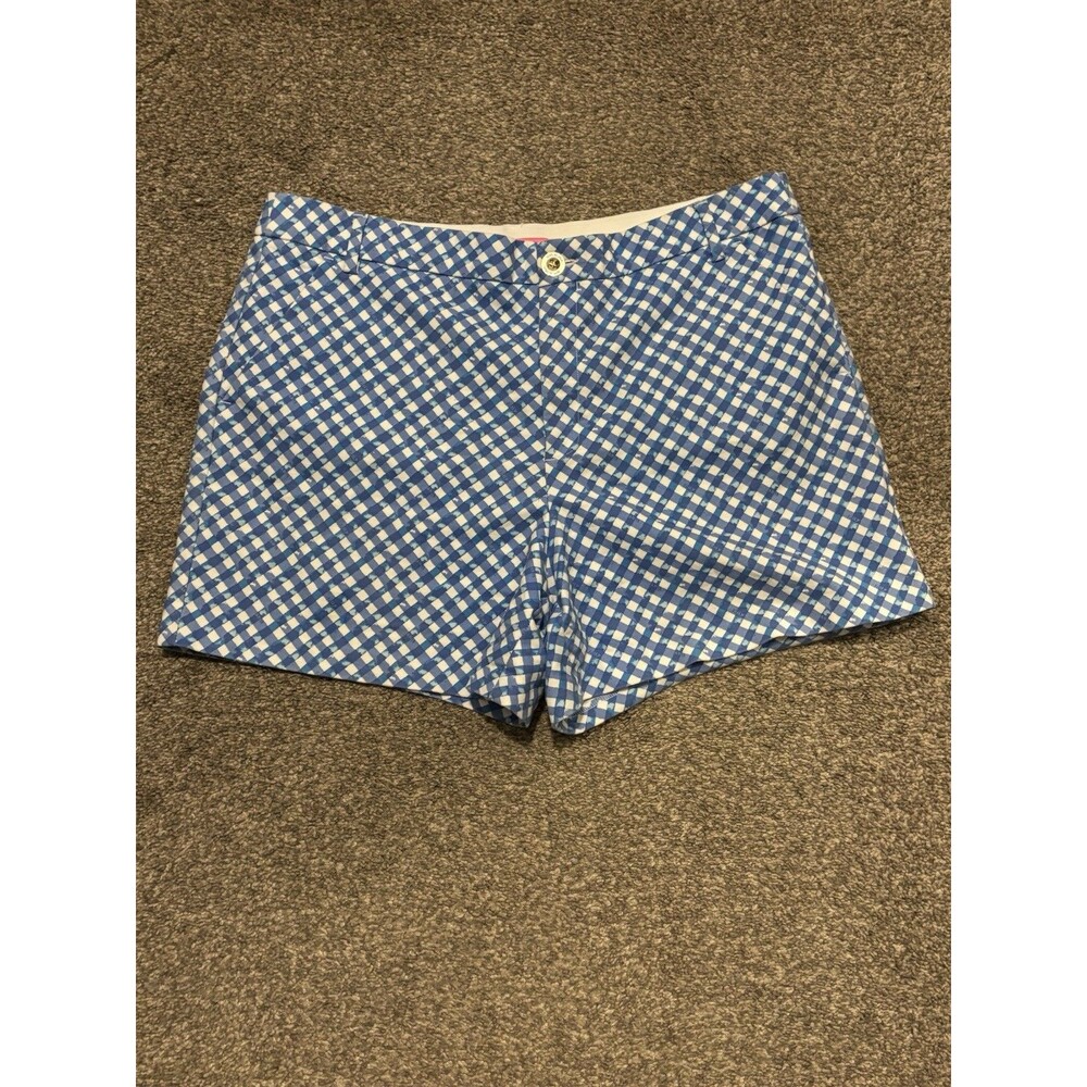 Lilly Pulitzer Gretchen High-Rise Shorts Boca Blue Double Checking Beachy‎ 14